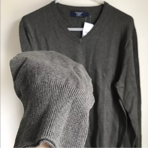 J Crew Sweater V Neck Hunter Green Cotton Cashmere - Picture 4 of 5